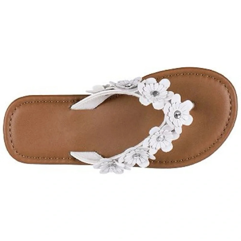 Elli by Capelli Flowers Matte Faux Leather Girls Thong Sandals Size 12-13 NEW - Picture 9 of 9